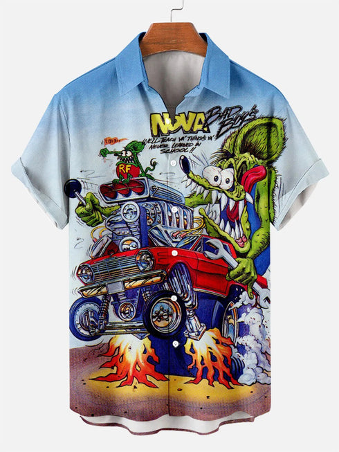 Men's Cartoon Funny Graphic Short Sleeve Hawaiian Shirt